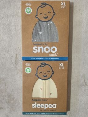 Organic SNOO Sleep Sack Graphite Planets & Sleepea  Butter Yellow Cherries XL